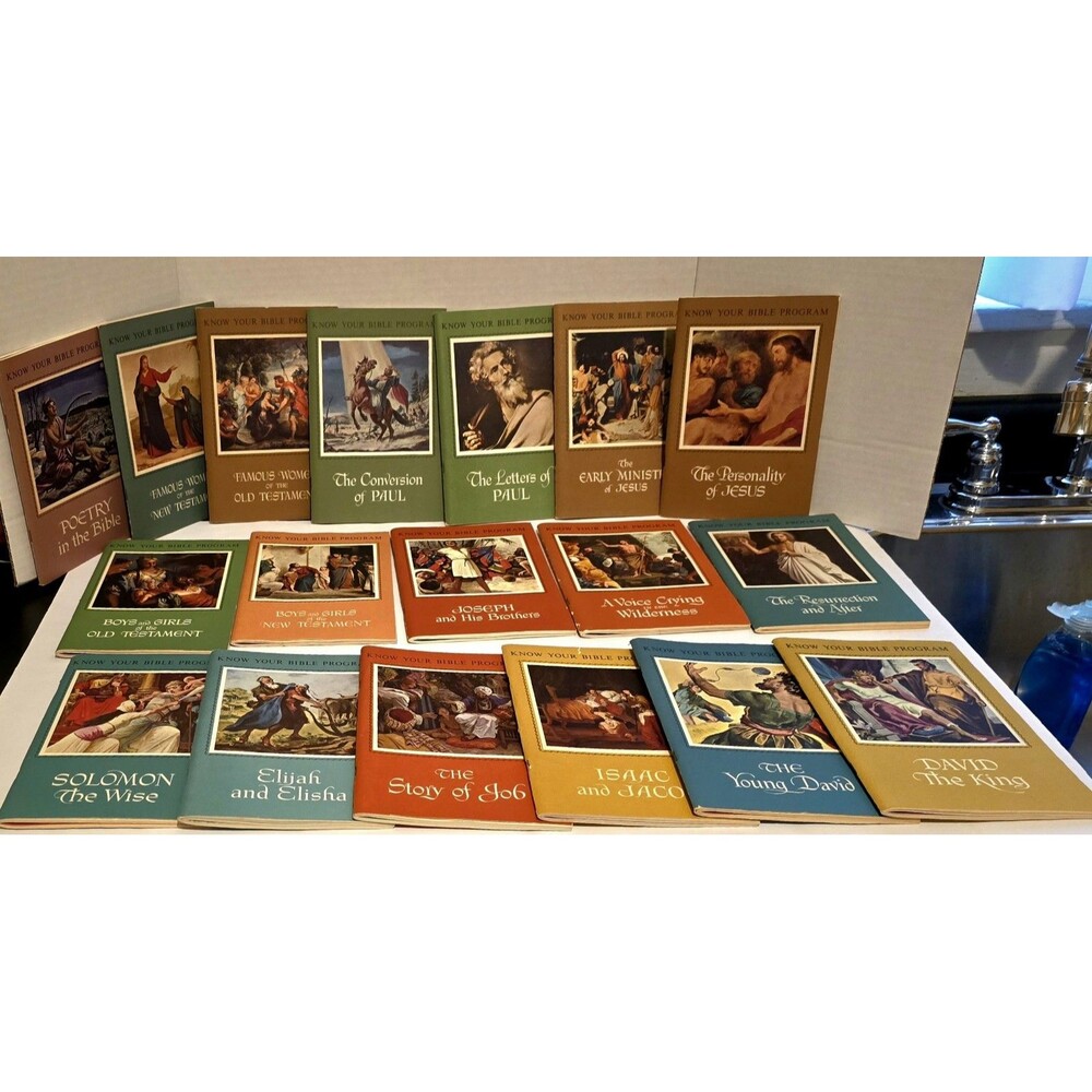 Know Your Bible Program Catholic 1960-61 Edition Set 18 Booklets with Stickers